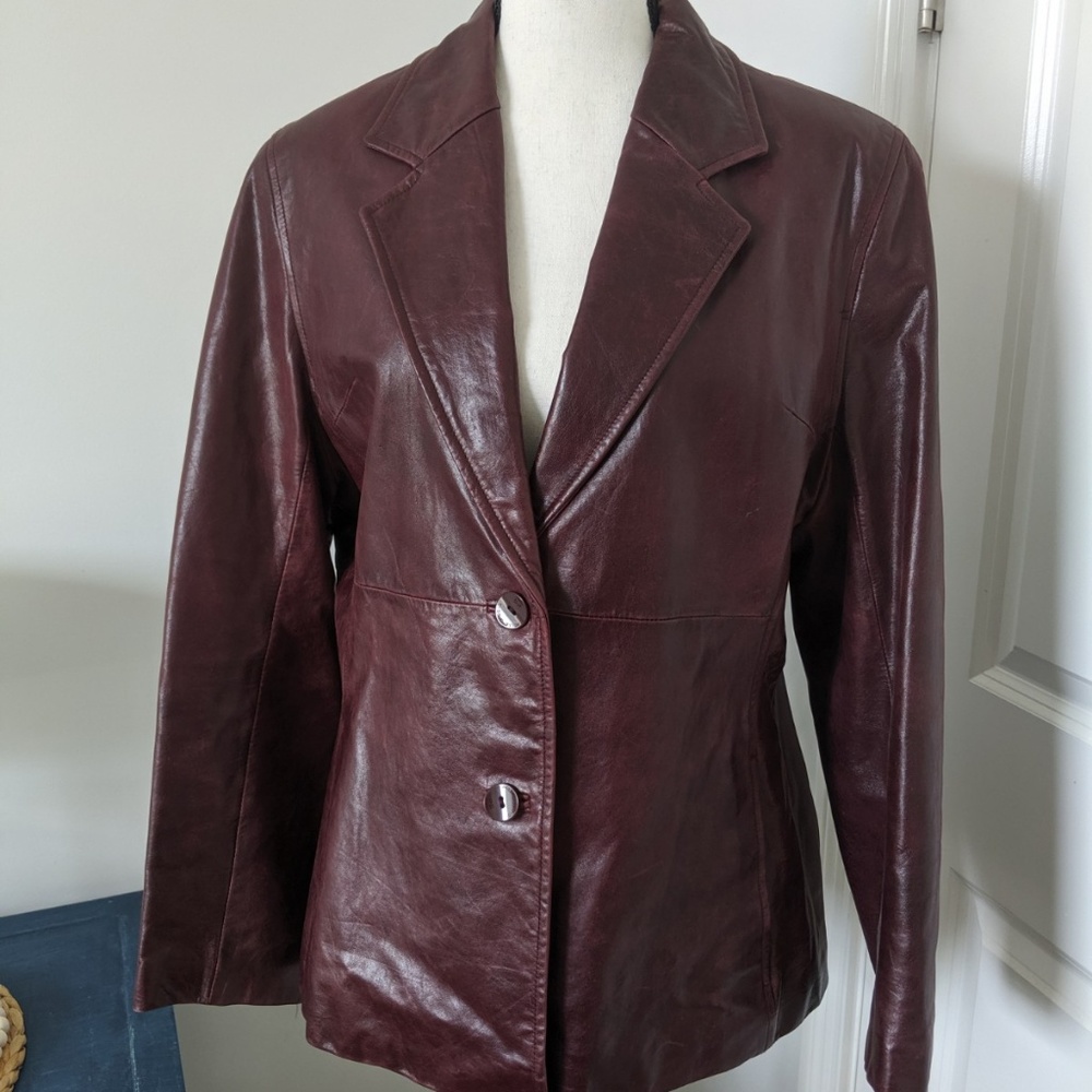 Oxblood Leather Blazer